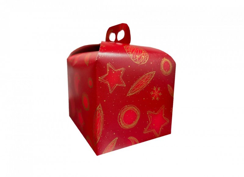 SET 10 BUCATI - CUTII CADOU ROSU SFERE CRACIUN PENTRU PANETTONE M